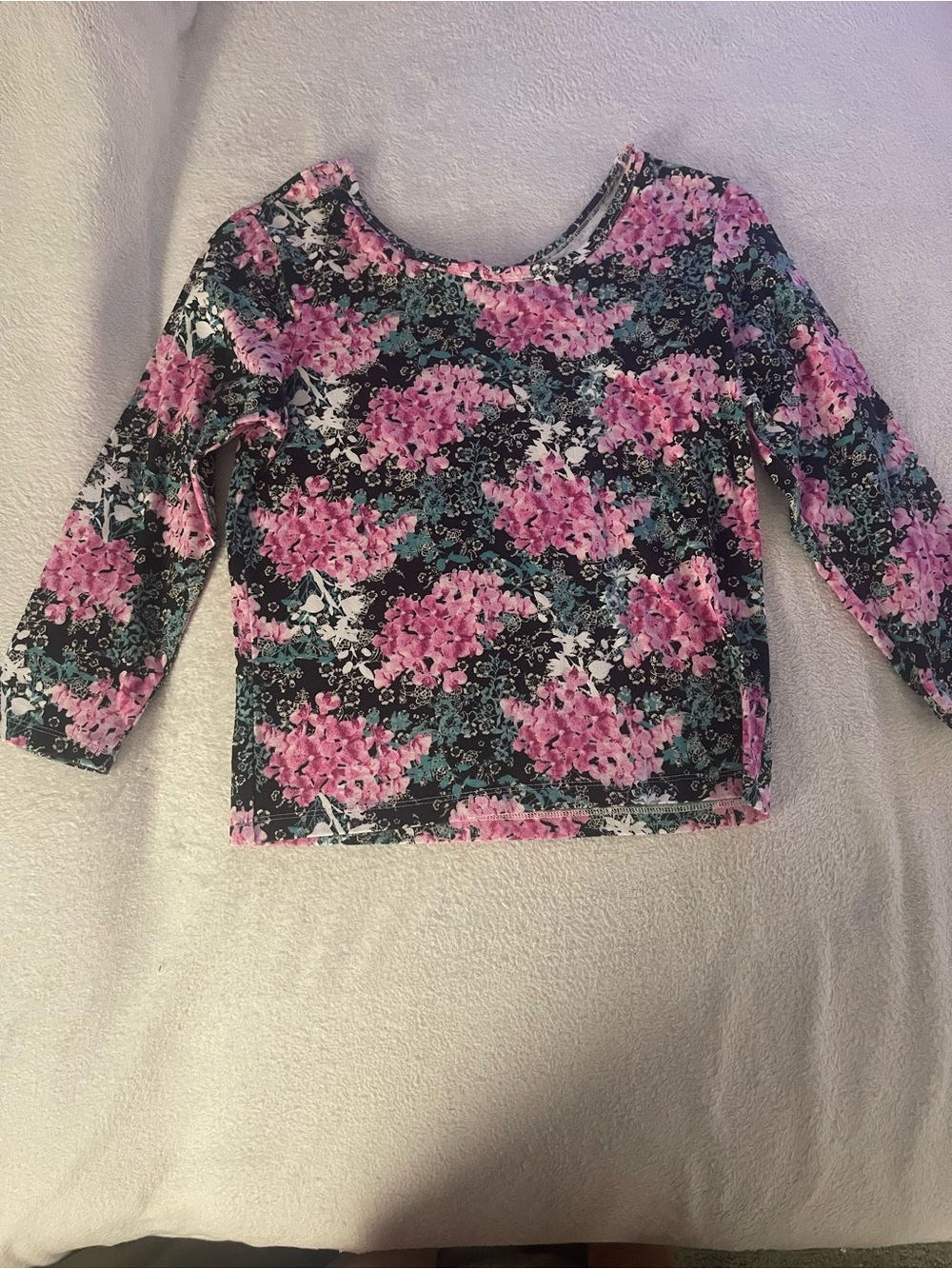 Girls' Floral Pink Long-Sleeve Tee